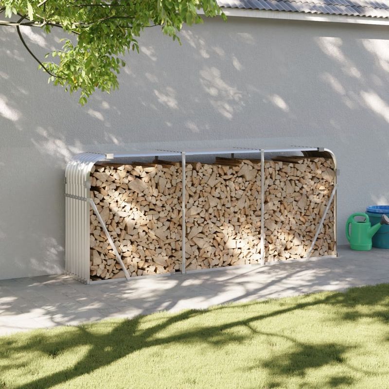 Casa si Gradina - Termice - Sobe, Seminee si accesorii - Accesorii seminee si sobe - Suport pentru busteni, argintiu, 234x45x100 cm, otel galvanizat - Infinity.ro