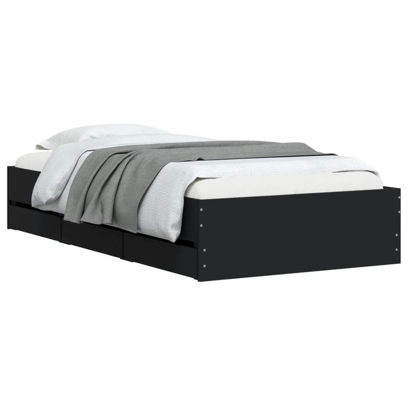 Casa si Gradina - Mobilier - Paturi si accesorii - Paturi - Cadru de pat cu sertare, negru, 100x200 cm, lemn prelucrat - Infinity.ro