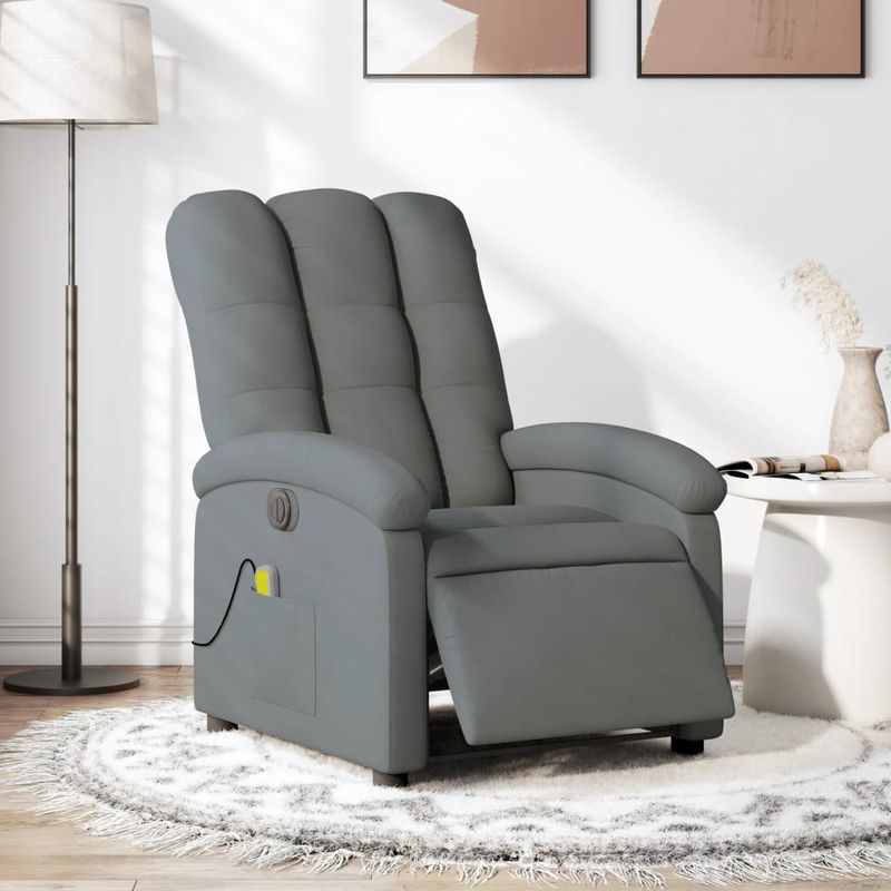 Ingrijire personala si Cosmetice - Sanatate si wellness - Articole wellness - Fotolii de masaj - Fotoliu electric de masaj rabatabil, gri inchis, textil - Infinity.ro