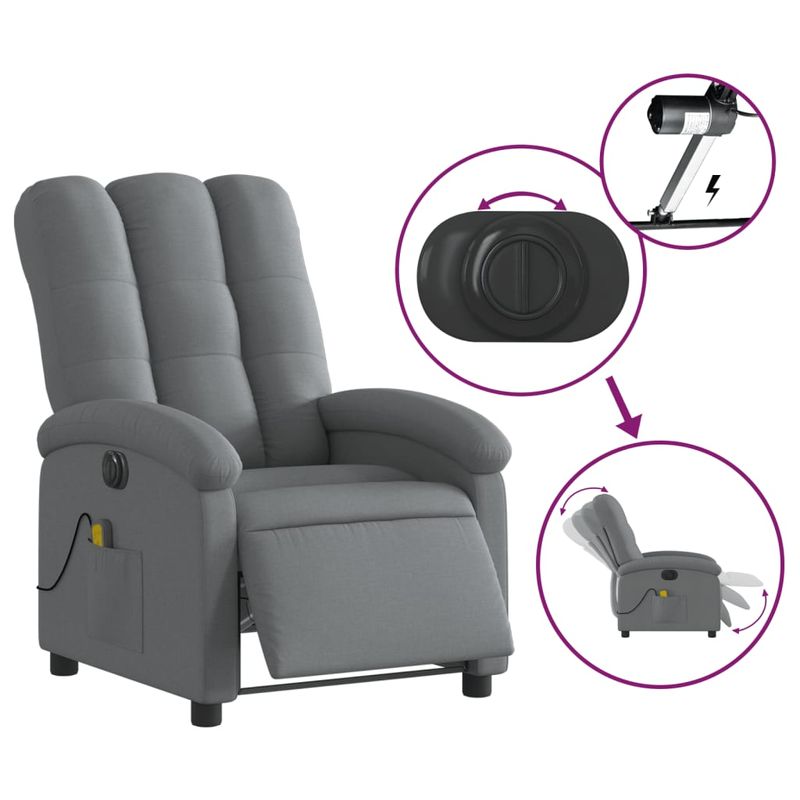 Ingrijire personala si Cosmetice - Sanatate si wellness - Articole wellness - Fotolii de masaj - Fotoliu electric de masaj rabatabil, gri inchis, textil - Infinity.ro