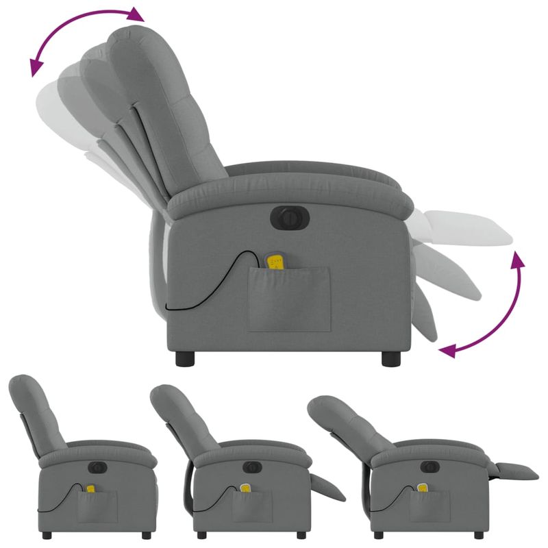 Ingrijire personala si Cosmetice - Sanatate si wellness - Articole wellness - Fotolii de masaj - Fotoliu electric de masaj rabatabil, gri inchis, textil - Infinity.ro