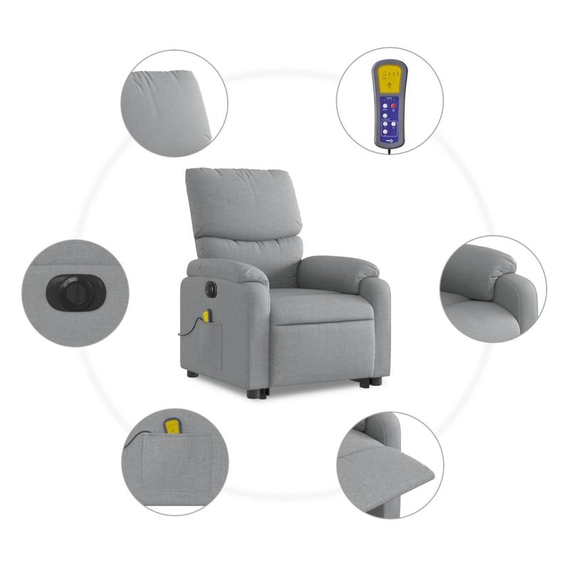 Ingrijire personala si Cosmetice - Sanatate si wellness - Articole wellness - Fotolii de masaj - Fotoliu electric masaj rabatabil cu ridicare, gri inchis textil - Infinity.ro