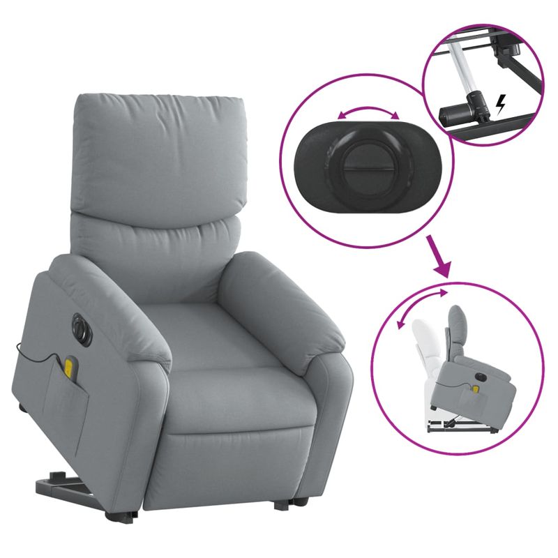 Ingrijire personala si Cosmetice - Sanatate si wellness - Articole wellness - Fotolii de masaj - Fotoliu electric masaj rabatabil cu ridicare, gri inchis textil - Infinity.ro