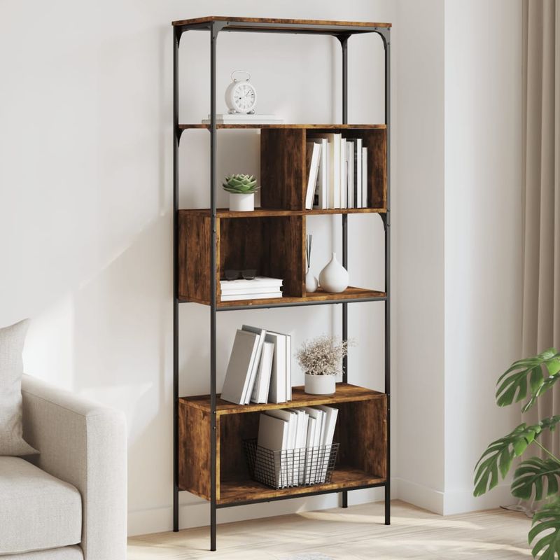 Casa si Gradina - Mobilier - Biblioteci si rafturi - Biblioteci - Biblioteca cu 5 niveluri, stejar fumuriu, 76x33x188,5 cm, lemn - Infinity.ro