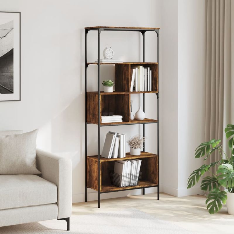 Casa si Gradina - Mobilier - Biblioteci si rafturi - Biblioteci - Biblioteca cu 5 niveluri, stejar fumuriu, 76x33x188,5 cm, lemn - Infinity.ro