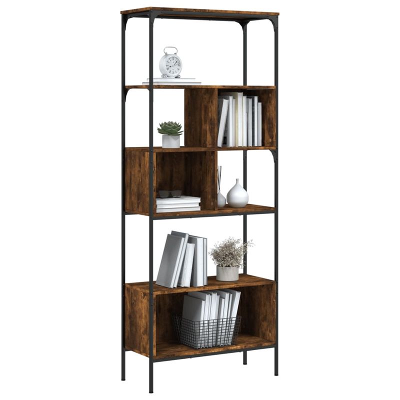 Casa si Gradina - Mobilier - Biblioteci si rafturi - Biblioteci - Biblioteca cu 5 niveluri, stejar fumuriu, 76x33x188,5 cm, lemn - Infinity.ro