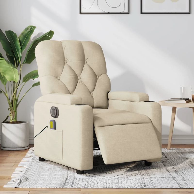 Ingrijire personala si Cosmetice - Sanatate si wellness - Articole wellness - Fotolii de masaj - Fotoliu electric de masaj rabatabil, crem, textil - Infinity.ro