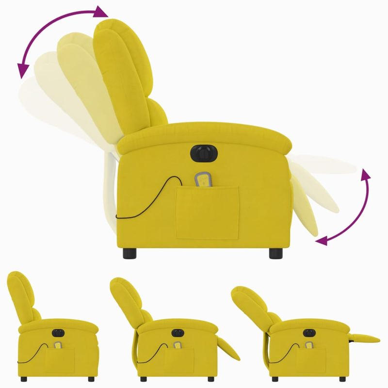 Ingrijire personala si Cosmetice - Sanatate si wellness - Articole wellness - Fotolii de masaj - Fotoliu de masaj electric rabatabil, galben, catifea - Infinity.ro