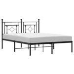 Casa si Gradina - Mobilier - Paturi si accesorii - Paturi - Cadru de pat metalic cu tablie, negru, 140x200 cm - Infinity.ro