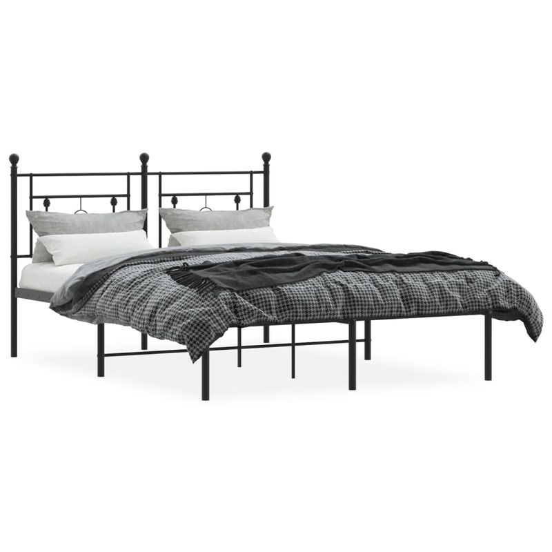 Casa si Gradina - Mobilier - Paturi si accesorii - Paturi - Cadru de pat metalic cu tablie, negru, 140x200 cm - Infinity.ro