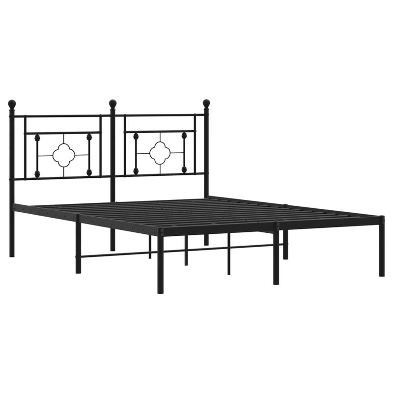 Casa si Gradina - Mobilier - Paturi si accesorii - Paturi - Cadru de pat metalic cu tablie, negru, 140x200 cm - Infinity.ro