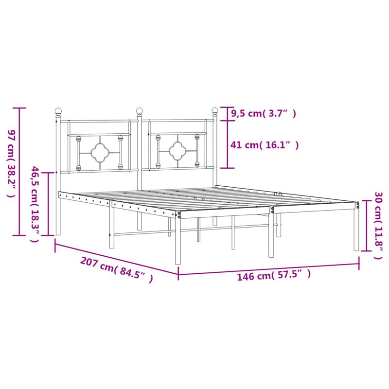 Casa si Gradina - Mobilier - Paturi si accesorii - Paturi - Cadru de pat metalic cu tablie, negru, 140x200 cm - Infinity.ro
