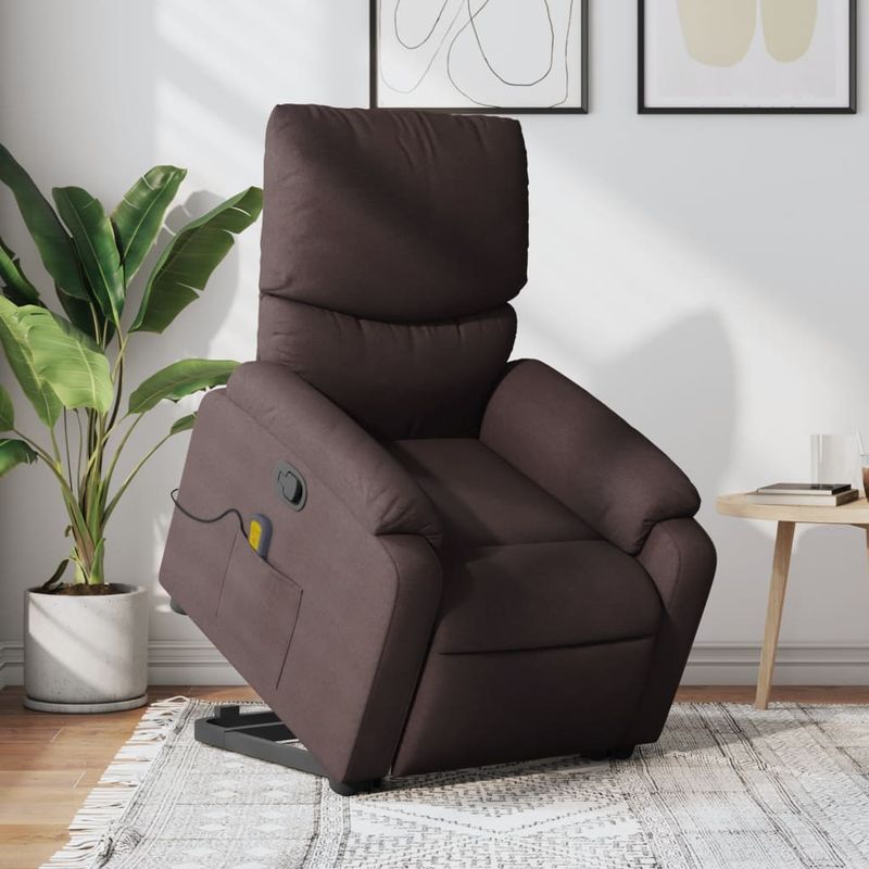 Ingrijire personala si Cosmetice - Sanatate si wellness - Articole wellness - Fotolii de masaj - Fotoliu rabatabil de masaj, cu ridicare, maro inchis, textil - Infinity.ro