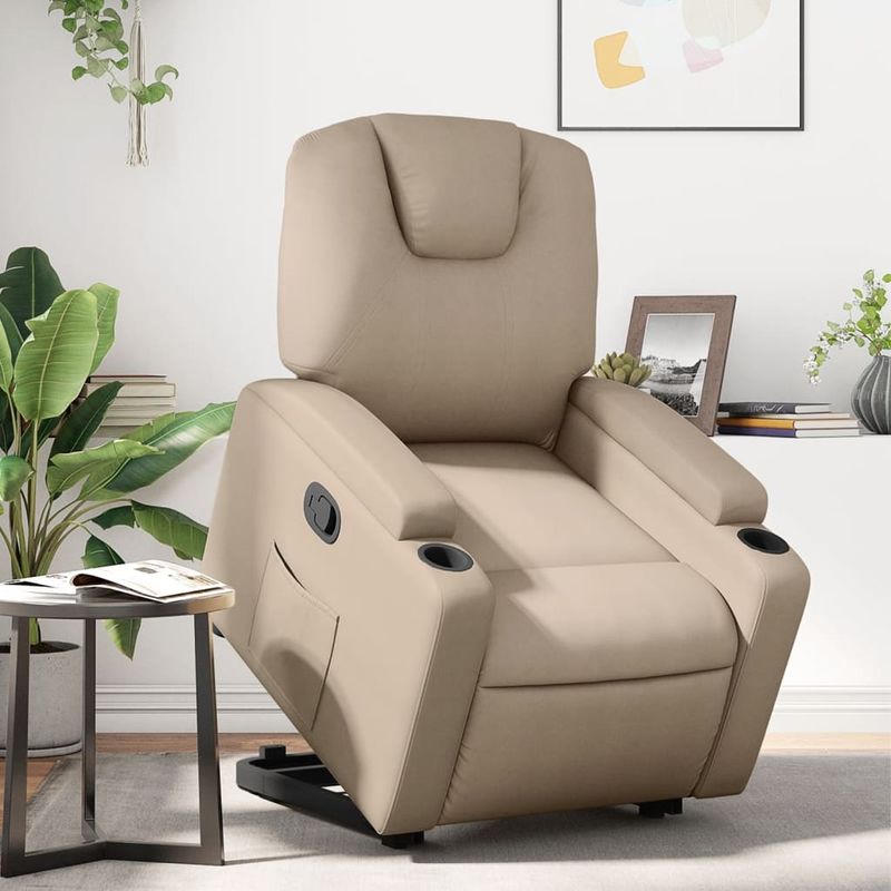 Casa si Gradina - Mobilier - Scaune si fotolii - Fotolii - Fotoliu rabatabil cu ridicare, cappuccino, piele ecologica - Infinity.ro