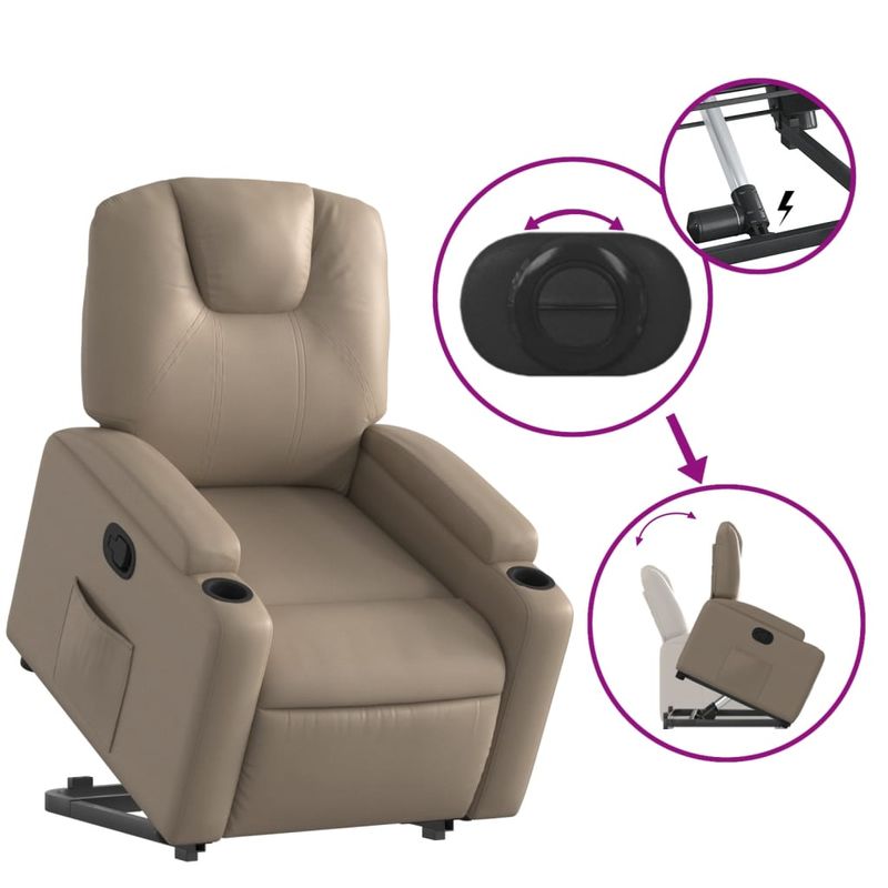Casa si Gradina - Mobilier - Scaune si fotolii - Fotolii - Fotoliu rabatabil cu ridicare, cappuccino, piele ecologica - Infinity.ro