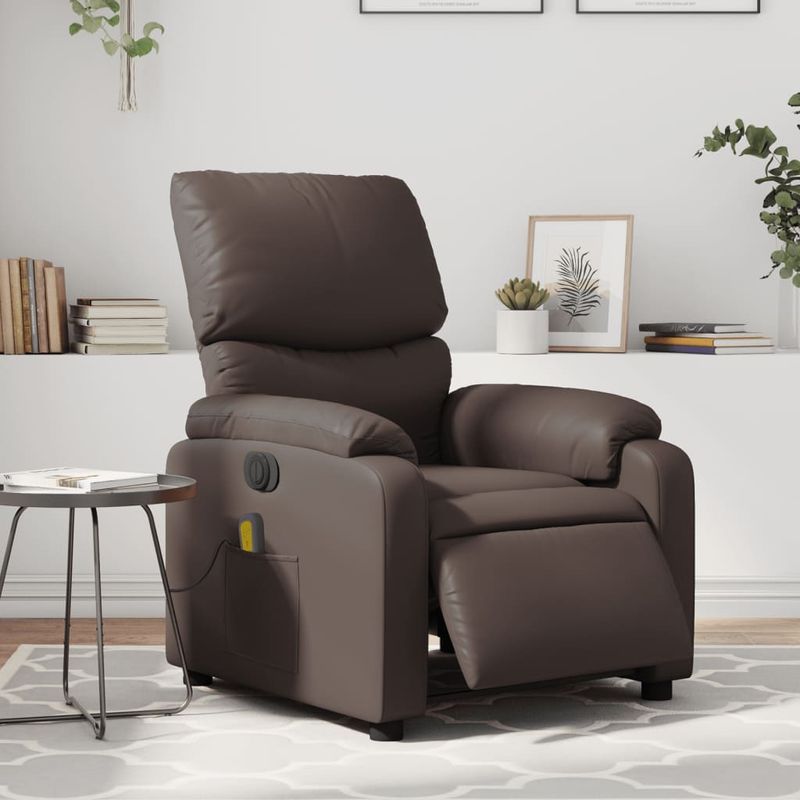 Ingrijire personala si Cosmetice - Sanatate si wellness - Articole wellness - Fotolii de masaj - Fotoliu electric de masaj rabatabil, maro, piele ecologica - Infinity.ro