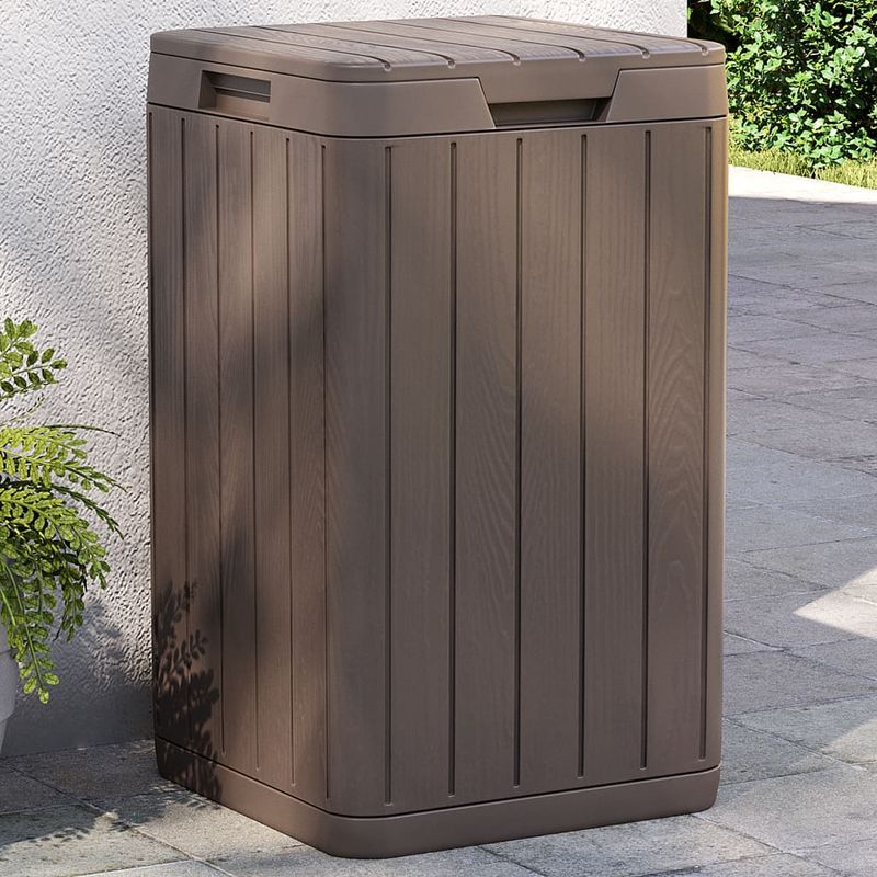 Casa si Gradina - Mobilier - Organizare si depozitare - Cosuri de gunoi - Cos de gunoi pentru exterior, maro, 38x38x65 cm, PP - Infinity.ro