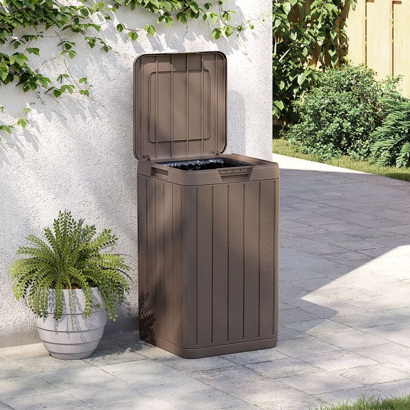 Casa si Gradina - Mobilier - Organizare si depozitare - Cosuri de gunoi - Cos de gunoi pentru exterior, maro, 38x38x65 cm, PP - Infinity.ro