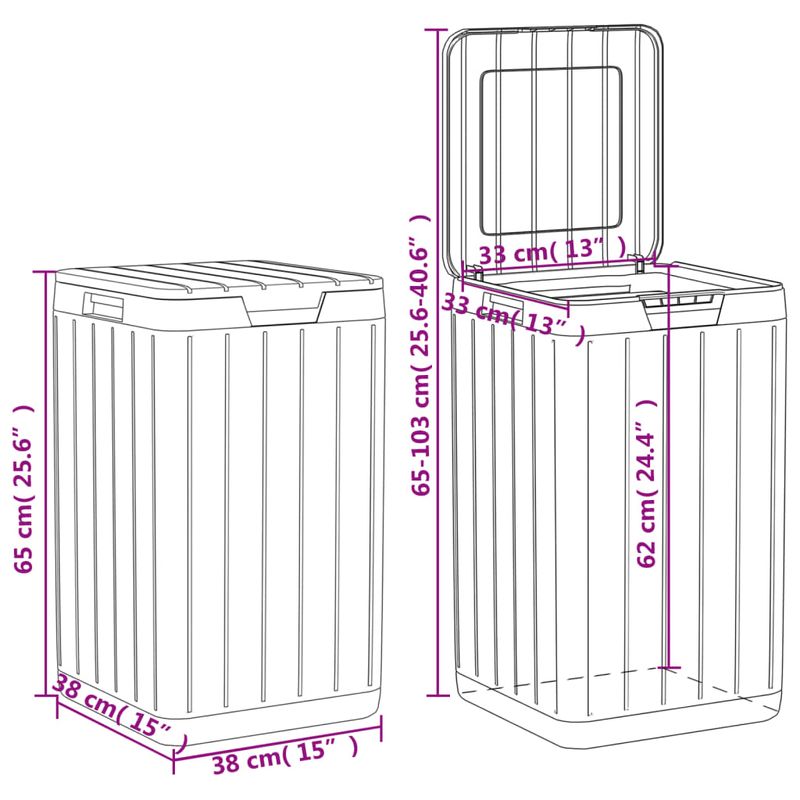 Casa si Gradina - Mobilier - Organizare si depozitare - Cosuri de gunoi - Cos de gunoi pentru exterior, maro, 38x38x65 cm, PP - Infinity.ro
