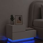 Casa si Gradina - Mobilier - Comode si corpuri - Noptiere - Noptiera cu lumini LED, alb, 70x36x40,5 cm - Infinity.ro