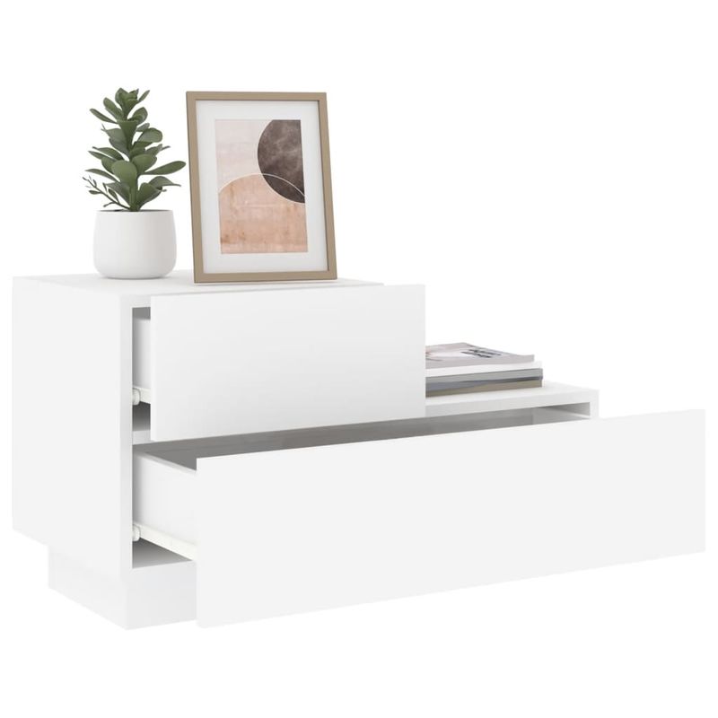 Casa si Gradina - Mobilier - Comode si corpuri - Noptiere - Noptiera cu lumini LED, alb, 70x36x40,5 cm - Infinity.ro