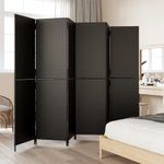 Casa si Gradina - Decoratiuni - Pereti despartitori si paravane - Separator de camera cu 6 panouri, negru, poliratan, model țesătură plină, mărime 294x180 cm - Infinity.ro