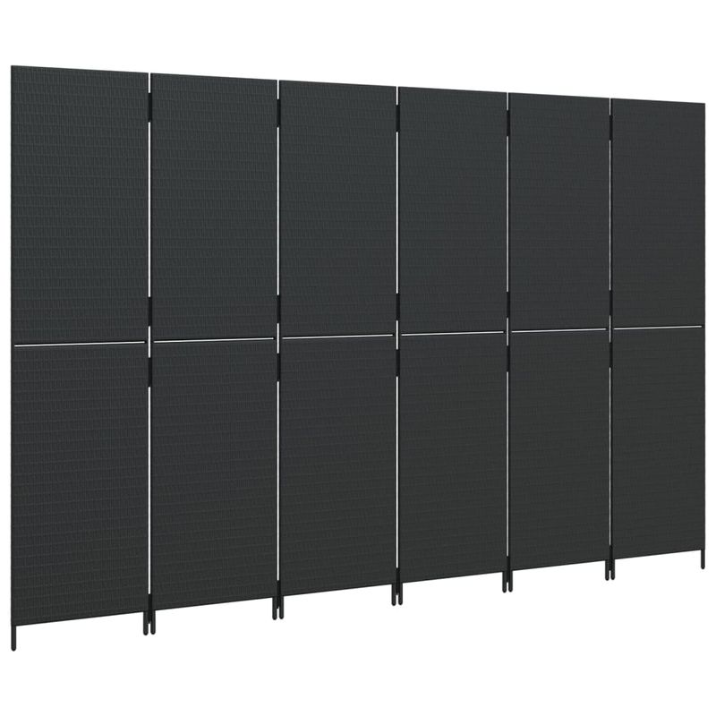 Casa si Gradina - Decoratiuni - Pereti despartitori si paravane - Separator de camera cu 6 panouri, negru, poliratan, model țesătură plină, mărime 294x180 cm - Infinity.ro