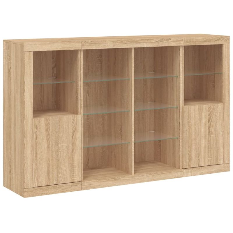 Casa si Gradina - Mobilier - Comode si corpuri - Comode - Servanta cu lumini LED, 3 buc., stejar sonoma, lemn prelucrat - Infinity.ro