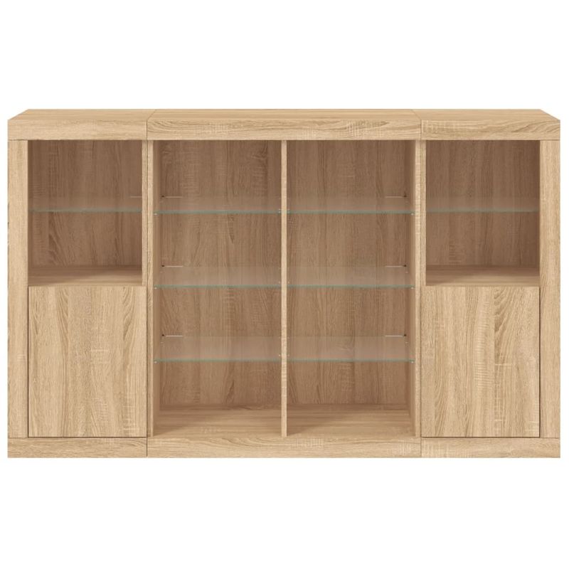 Casa si Gradina - Mobilier - Comode si corpuri - Comode - Servanta cu lumini LED, 3 buc., stejar sonoma, lemn prelucrat - Infinity.ro