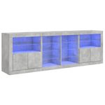 Casa si Gradina - Mobilier - Comode si corpuri - Comode - Servanta cu lumini LED, gri beton, 202x37x67 cm - Infinity.ro