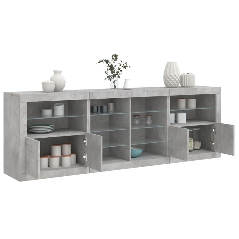 Casa si Gradina - Mobilier - Comode si corpuri - Comode - Servanta cu lumini LED, gri beton, 202x37x67 cm - Infinity.ro