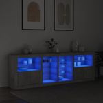 Casa si Gradina - Mobilier - Comode si corpuri - Comode - Servanta cu lumini LED, gri beton, 202x37x67 cm - Infinity.ro