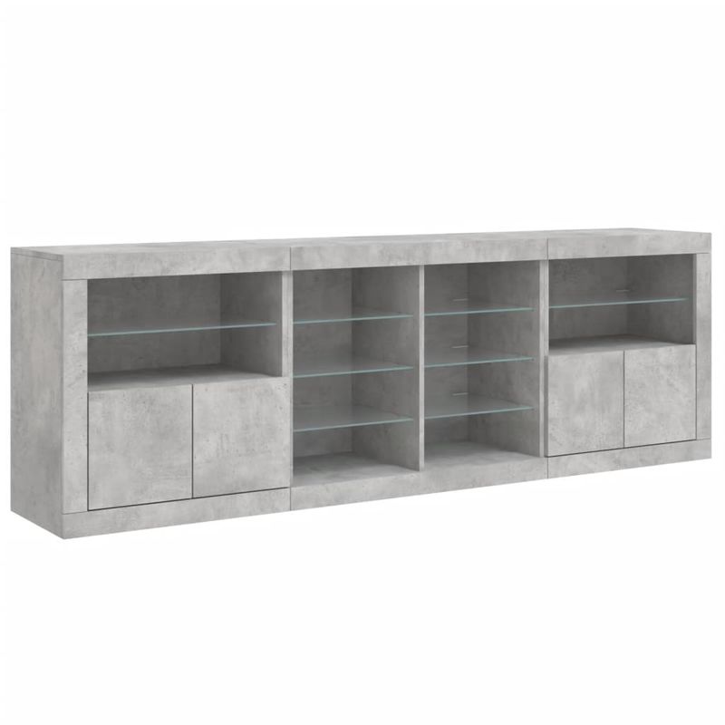 Casa si Gradina - Mobilier - Comode si corpuri - Comode - Servanta cu lumini LED, gri beton, 202x37x67 cm - Infinity.ro