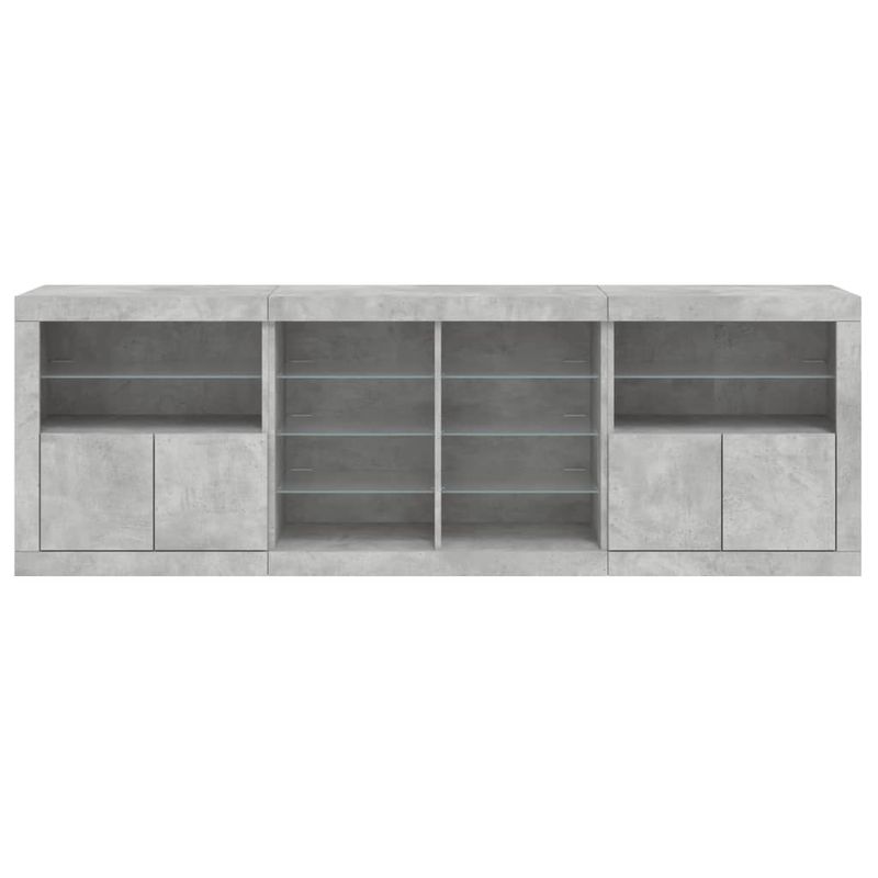 Casa si Gradina - Mobilier - Comode si corpuri - Comode - Servanta cu lumini LED, gri beton, 202x37x67 cm - Infinity.ro