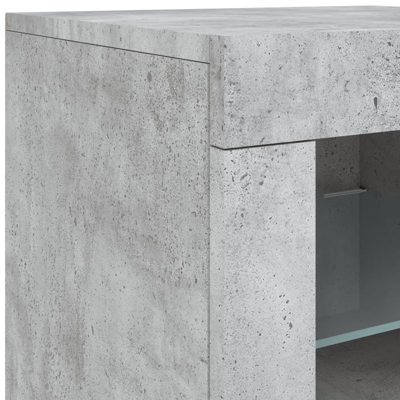 Casa si Gradina - Mobilier - Comode si corpuri - Comode - Servanta cu lumini LED, gri beton, 202x37x67 cm - Infinity.ro