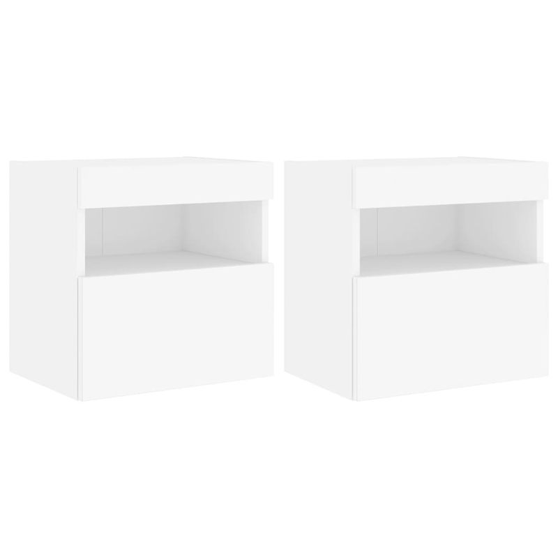 Casa si Gradina - Mobilier - Comode si corpuri - Comode - Comode TV de perete cu lumini LED, 2 buc., alb, 40x30x40 cm - Infinity.ro