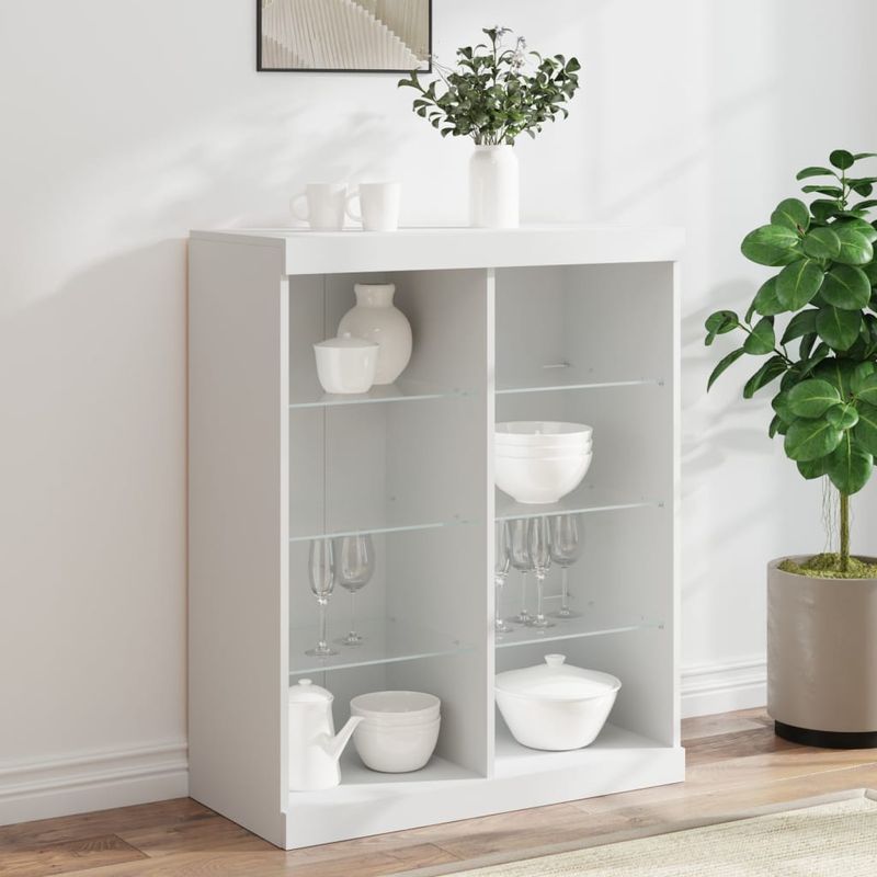 Casa si Gradina - Mobilier - Comode si corpuri - Comode - Servanta cu lumini LED, alb, 81x37x100 cm - Infinity.ro