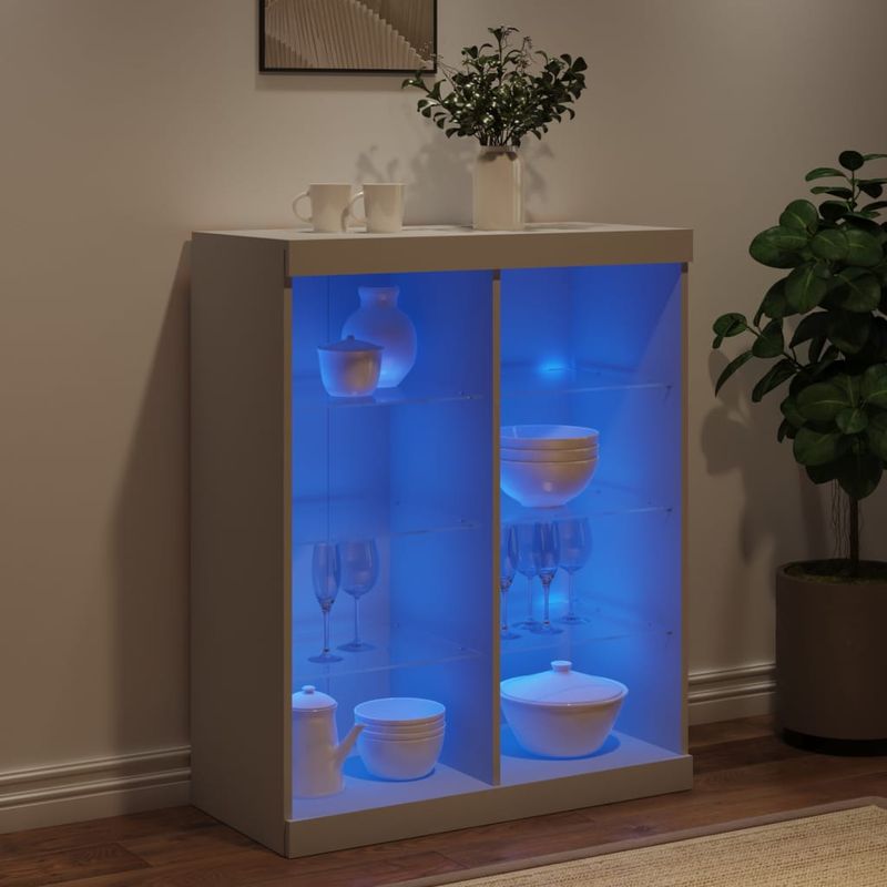 Casa si Gradina - Mobilier - Comode si corpuri - Comode - Servanta cu lumini LED, alb, 81x37x100 cm - Infinity.ro