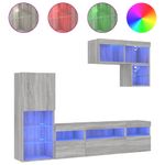 Casa si Gradina - Mobilier - Comode si corpuri - Comode - Unitati de perete TV cu LED-uri, 6 piese, gri sonoma, lemn - Infinity.ro