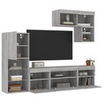 Casa si Gradina - Mobilier - Comode si corpuri - Comode - Unitati de perete TV cu LED-uri, 6 piese, gri sonoma, lemn - Infinity.ro