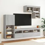 Casa si Gradina - Mobilier - Comode si corpuri - Comode - Unitati de perete TV cu LED-uri, 6 piese, gri sonoma, lemn - Infinity.ro
