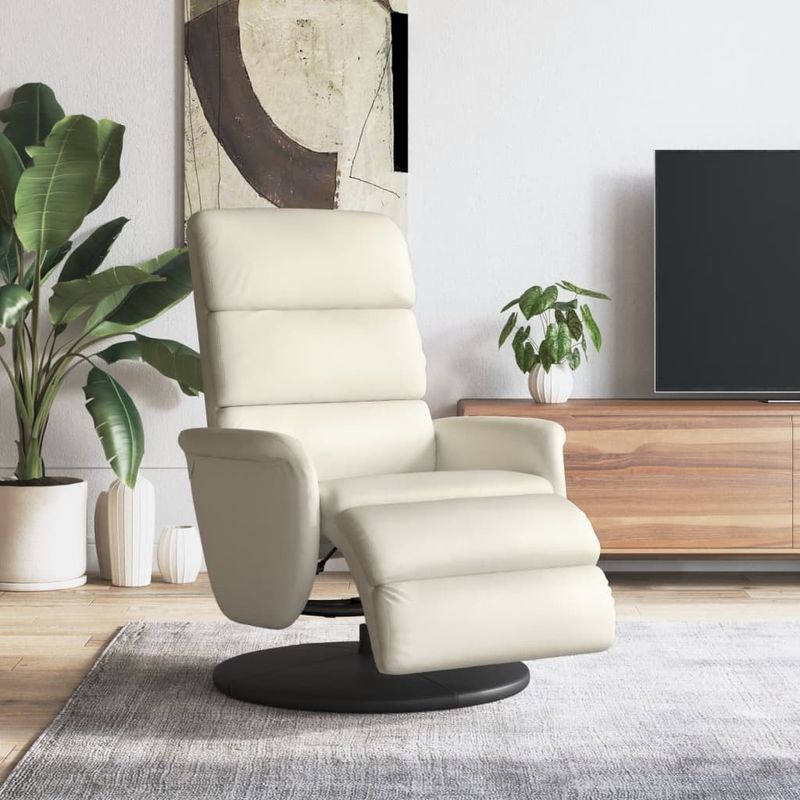 Casa si Gradina - Mobilier - Scaune si fotolii - Fotolii - Fotoliu rabatabil cu suport de picioare, crem, piele ecologica - Infinity.ro