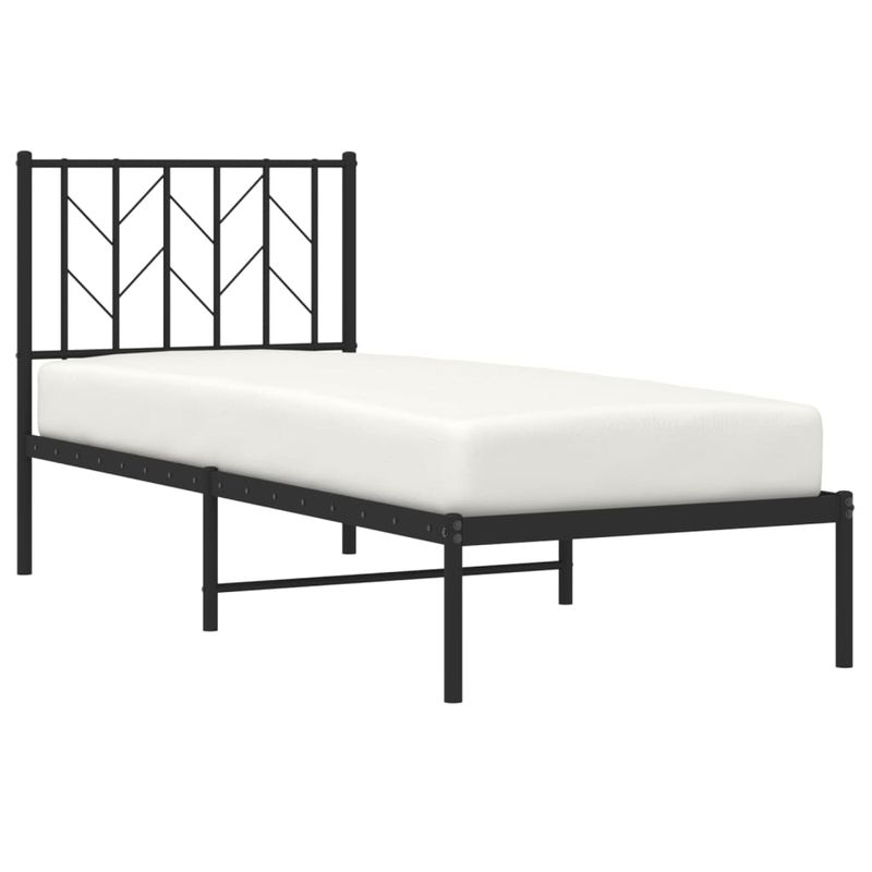 Casa si Gradina - Mobilier - Paturi si accesorii - Paturi - Cadru de pat metalic cu tablie, negru, 75x190 cm - Infinity.ro