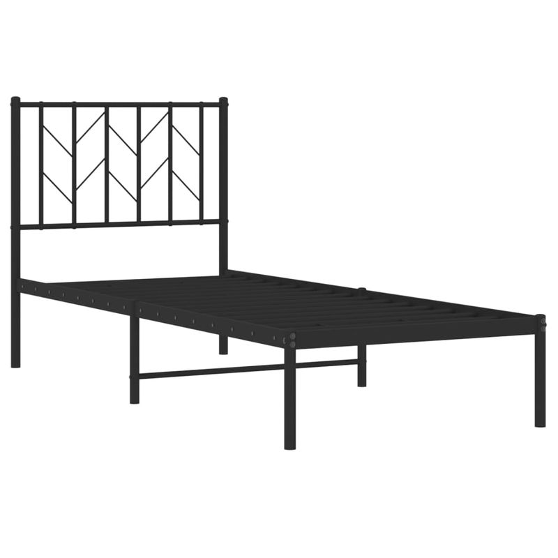 Casa si Gradina - Mobilier - Paturi si accesorii - Paturi - Cadru de pat metalic cu tablie, negru, 75x190 cm - Infinity.ro