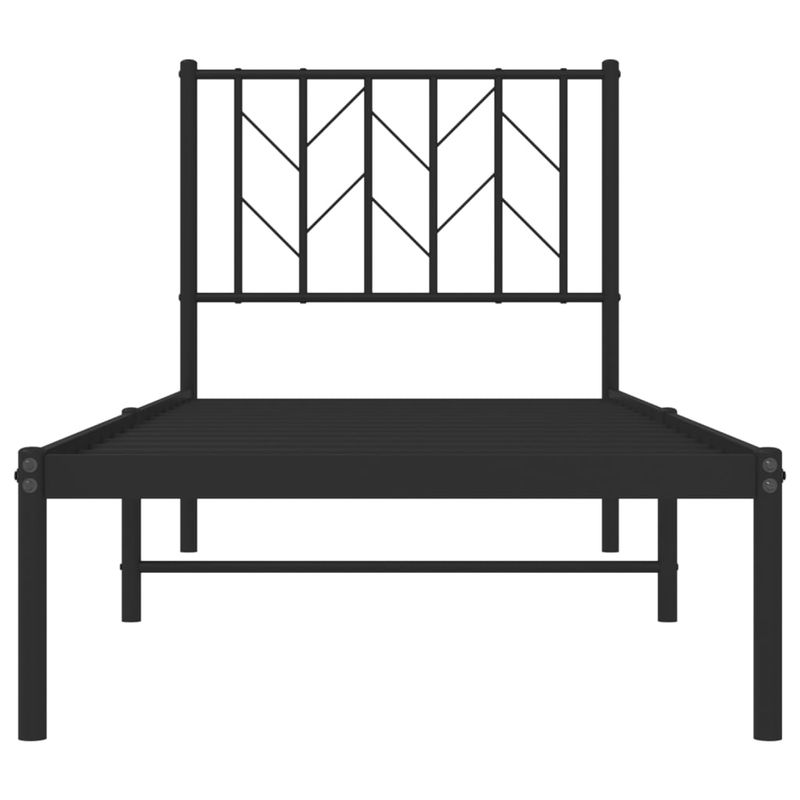 Casa si Gradina - Mobilier - Paturi si accesorii - Paturi - Cadru de pat metalic cu tablie, negru, 75x190 cm - Infinity.ro