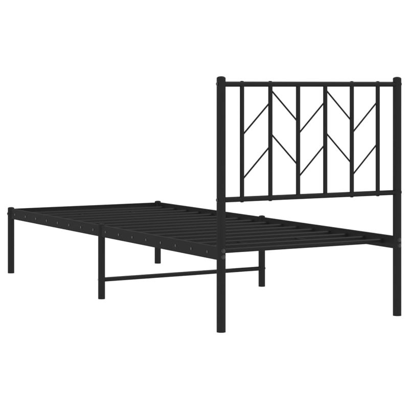 Casa si Gradina - Mobilier - Paturi si accesorii - Paturi - Cadru de pat metalic cu tablie, negru, 75x190 cm - Infinity.ro