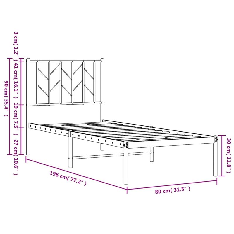 Casa si Gradina - Mobilier - Paturi si accesorii - Paturi - Cadru de pat metalic cu tablie, negru, 75x190 cm - Infinity.ro