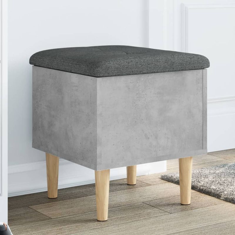 Casa si Gradina - Mobilier - Canapele si coltare - Banchete - Banca de depozitare, gri beton, 42x42x46 cm, lemn prelucrat - Infinity.ro