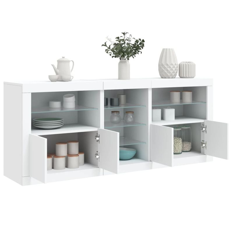 Casa si Gradina - Mobilier - Comode si corpuri - Comode - Servanta cu lumini LED, alb, 162x37x67 cm - Infinity.ro