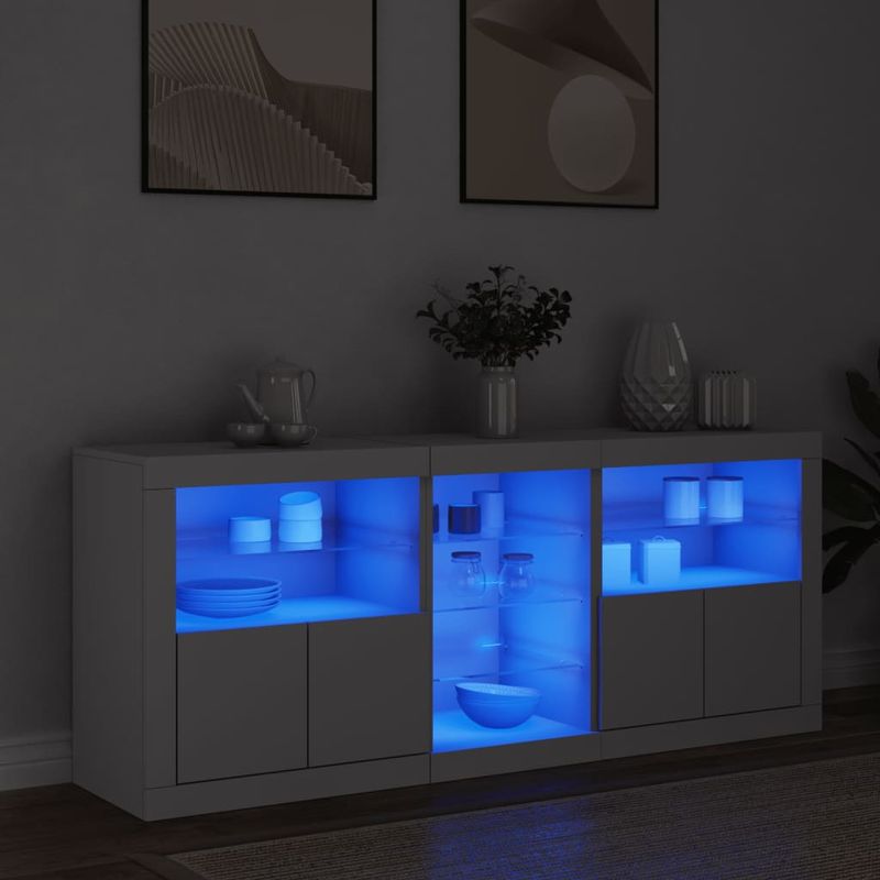 Casa si Gradina - Mobilier - Comode si corpuri - Comode - Servanta cu lumini LED, alb, 162x37x67 cm - Infinity.ro